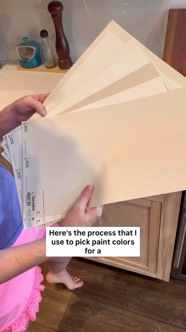 💜Comment SAMPLE for my paint sampling checklist💜
Here’s the process that I use to sample paint colors:
1. Get a ton of paper swatches in the color family you like. Look at the in the space to pick your 3-5 favorites
2. Get samples of your favorites. Put them up and look at the day and night, lights on lights off, next to any fixtures in the space 
3. Eliminate any with elements you don’t like
4. Pick the color that most meets your style, matches your fixtures, and you like how it looks in all lighting scenarios.
Picking paint doesn’t have to be hard! Grab my paint sampling checklist so you can feel more confident in picking the perfect color!
#paintcolors #samplize #homedecor