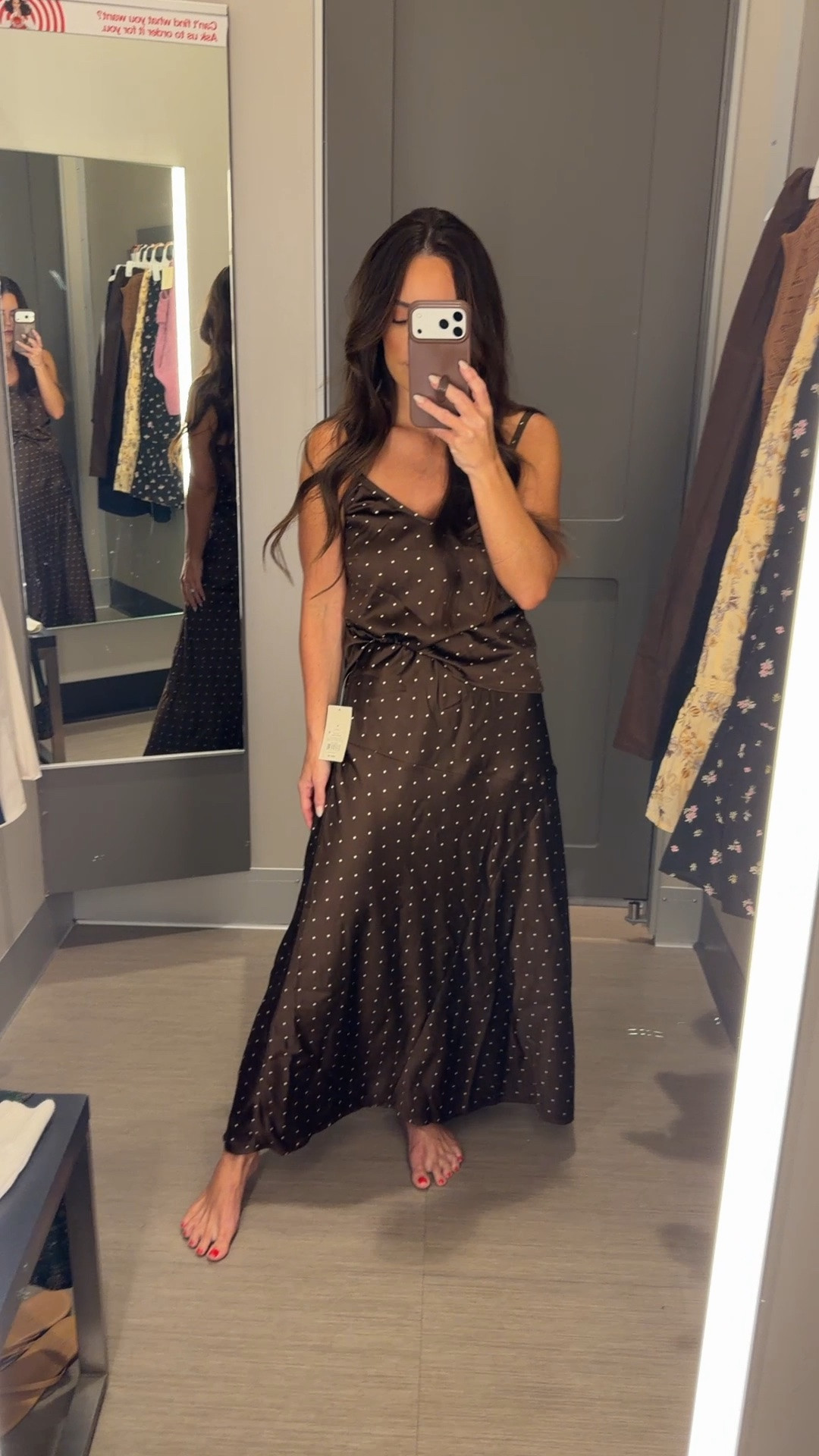 This satin two-piece set is such a pretty elevated fall look 🤎 The matching cami + midi skirt makes getting dressed so easy, but still looks polished enough for dinner, date night or an event. Wear together or mix each piece with your favorite basics.

two piece satin set, satin skirt set, brown matching set, fall outfit women, date night outfit, midi skirt outfit, matching skirt set, elevated fall fashion, feminine fall outfit, dressy casual outfit, fall wedding guest style, transitional fall outfit

#LTKSeasonal #LTKootd #LTKSaleAlert