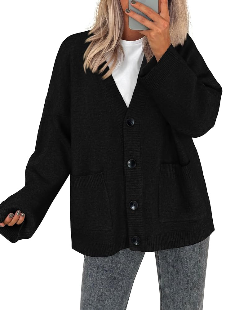BTFBM Fall Fashion 2025 Button Down Cardigan Sweaters for Women Trendy V Neck Long Sleeve Knit Wi... | Amazon (US)