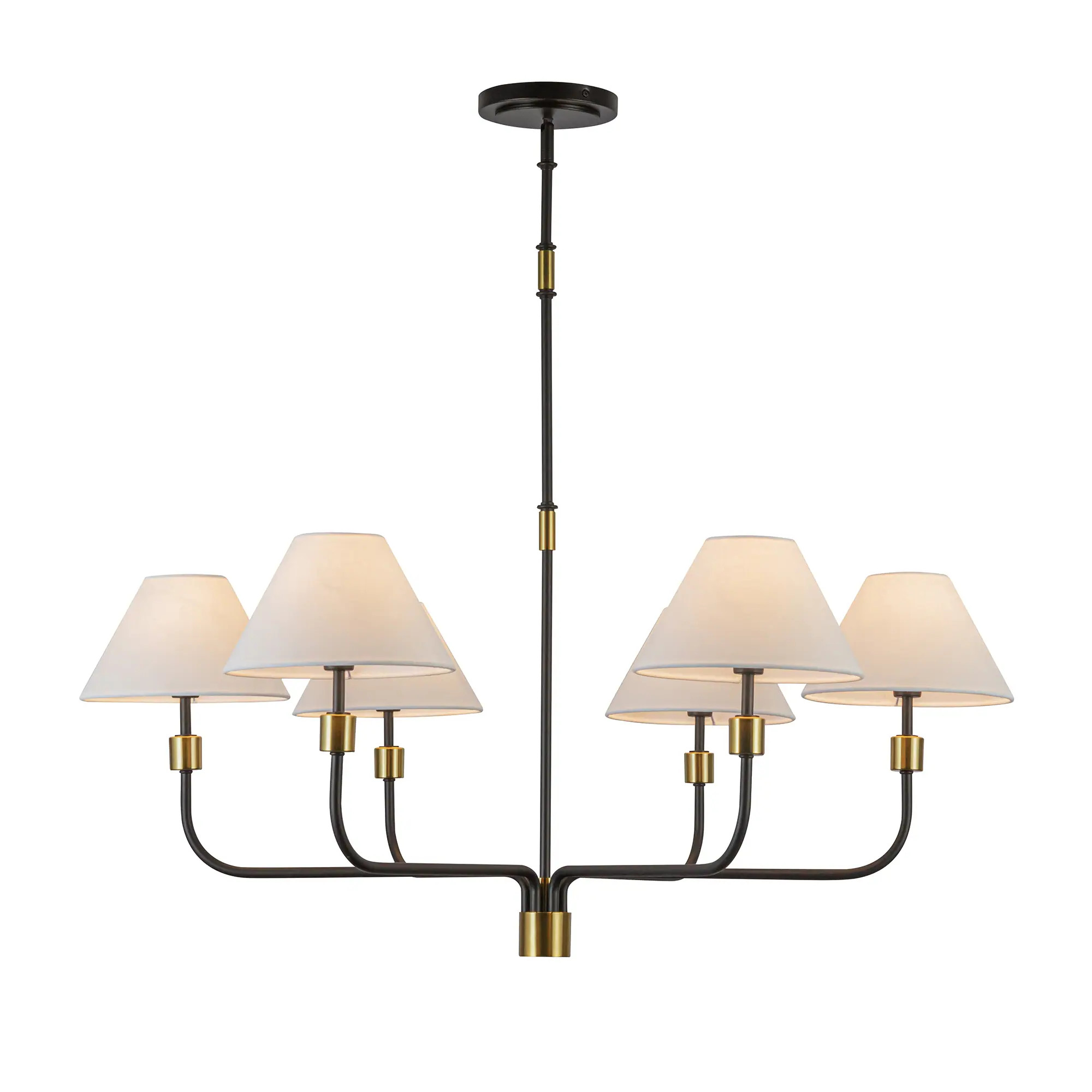 Artcraft Providence - Chandelier - Black with Brushed Brass Accent - Fabric Shade | Overstock