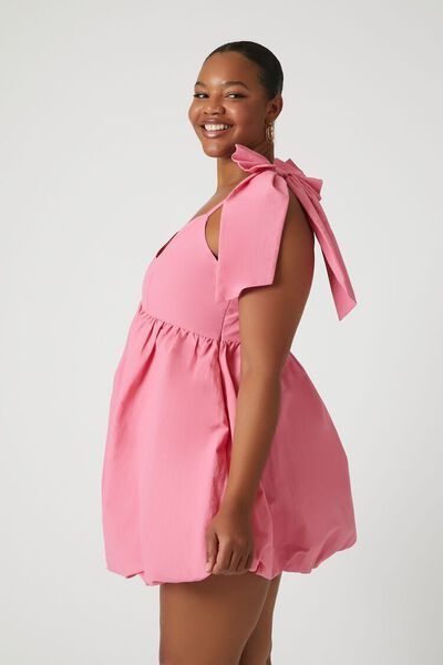 Plus Size Plunging Bow Babydoll Dress | Forever 21 | Forever 21 (US)