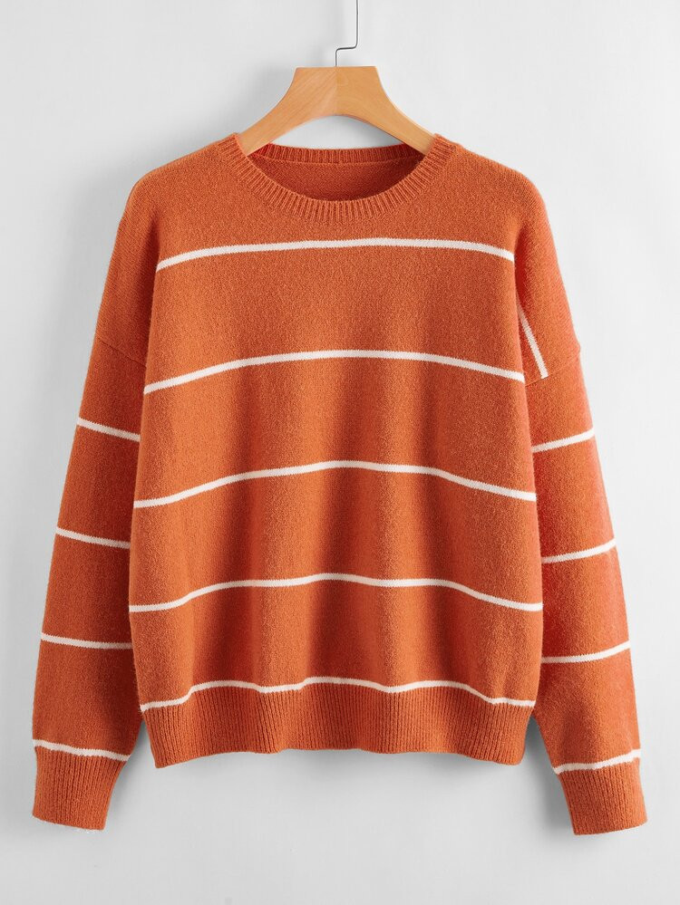 Pullover mit sehr tief angesetzter Schulterpartie und Streifen | SHEIN