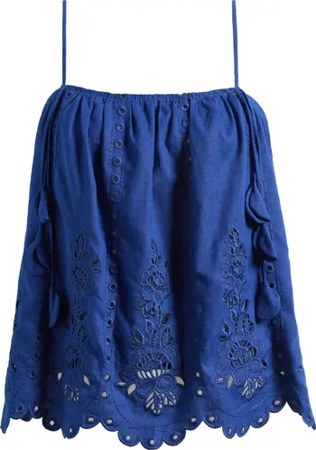 FARM Rio Richelieu Eyelet Embroidered Linen Blend Camisole | Nordstrom | Nordstrom