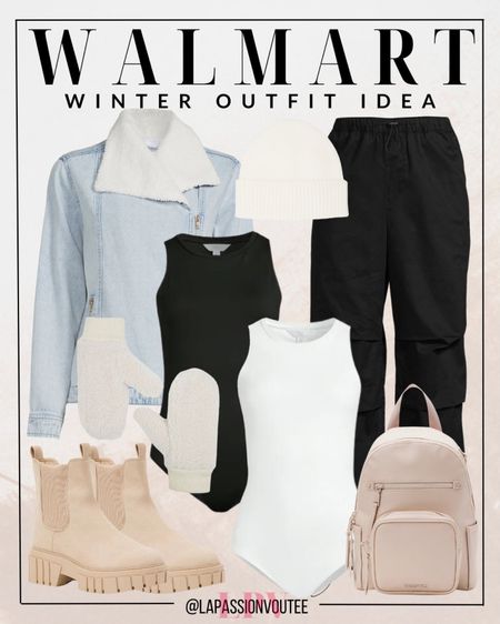 Warm up your look at Walmart! 🍂 Embrace coziness with a sherpa jacket, paired effortlessly with a sleeveless bodysuit and trendy pants. Top it off with a cute beanie, stylish gloves, and chic boots. Carry it all in a fashionable backpack. Elevate your winter style without breaking the bank.

#LTKHoliday #LTKSeasonal #LTKstyletip