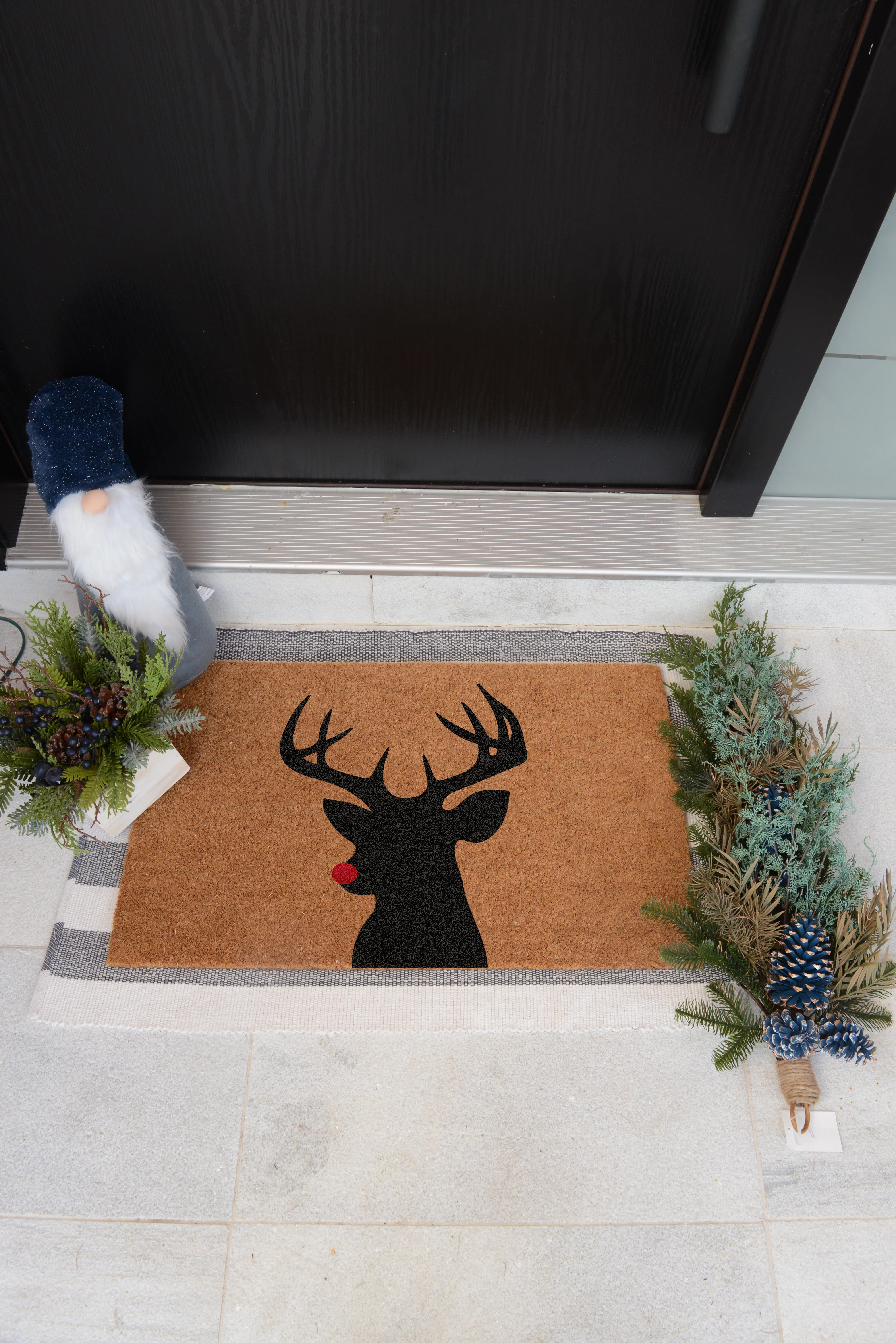 The Holiday Aisle® Red Nose Reindeer Non-Slip Outdoor Door Mat | Wayfair | Wayfair North America