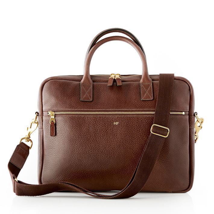 Harvey Leather Briefcase, Leather, Chocolate | Mark and Graham