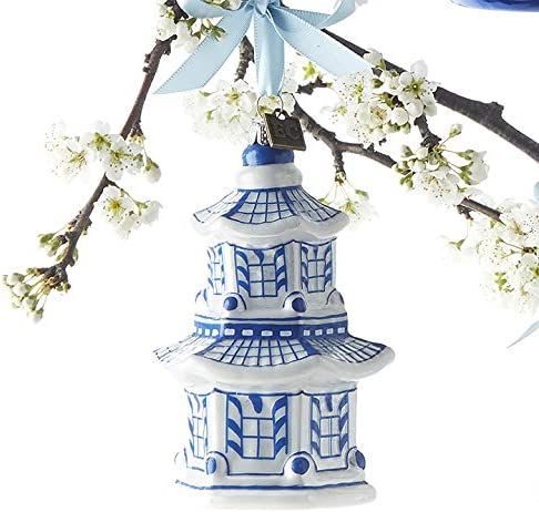 Amazon.com: Raz 4.25" Pagoda Delft Glass Christmas Ornament 3953018 : Home & Kitchen | Amazon (US)