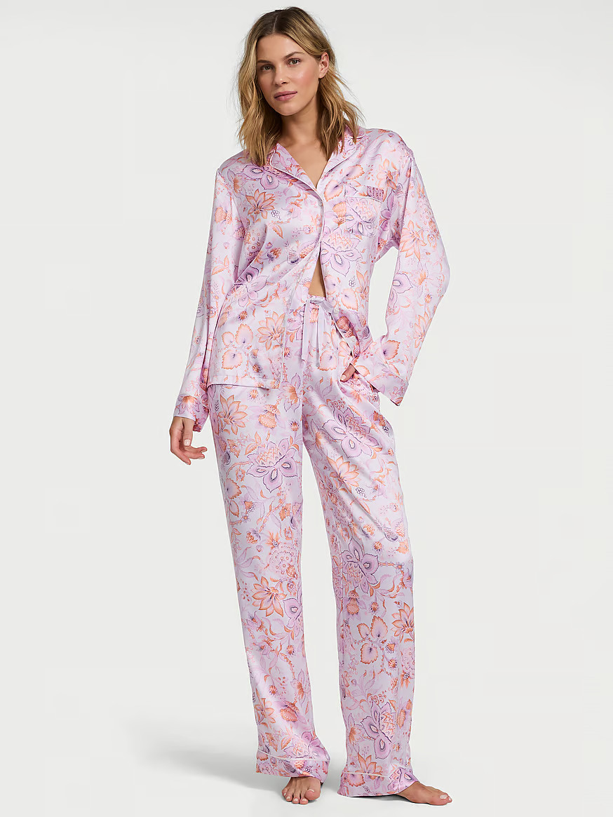 Buy Glazed Satin Long Pajama Set, Floral - Order Pajamas Sets online - Victoria's Secret US | Victoria's Secret (US / CA )