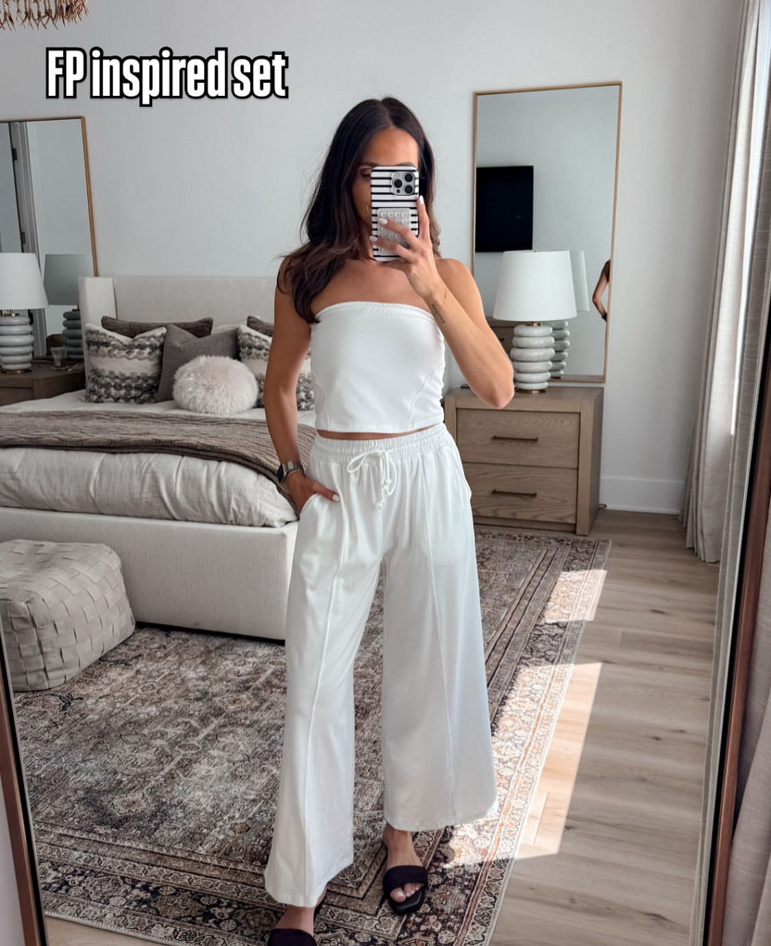 Chic white set vacation style women's style classy pants everyday wear Annabrstyles 

#LTKSeasonal #LTKdayinmylife #LTKOver40