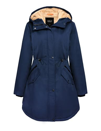Orolay Women's Thicken Fleece Lined Parka Winter Coat Hooded Jacket with Pockets Navy L | Amazon (US)