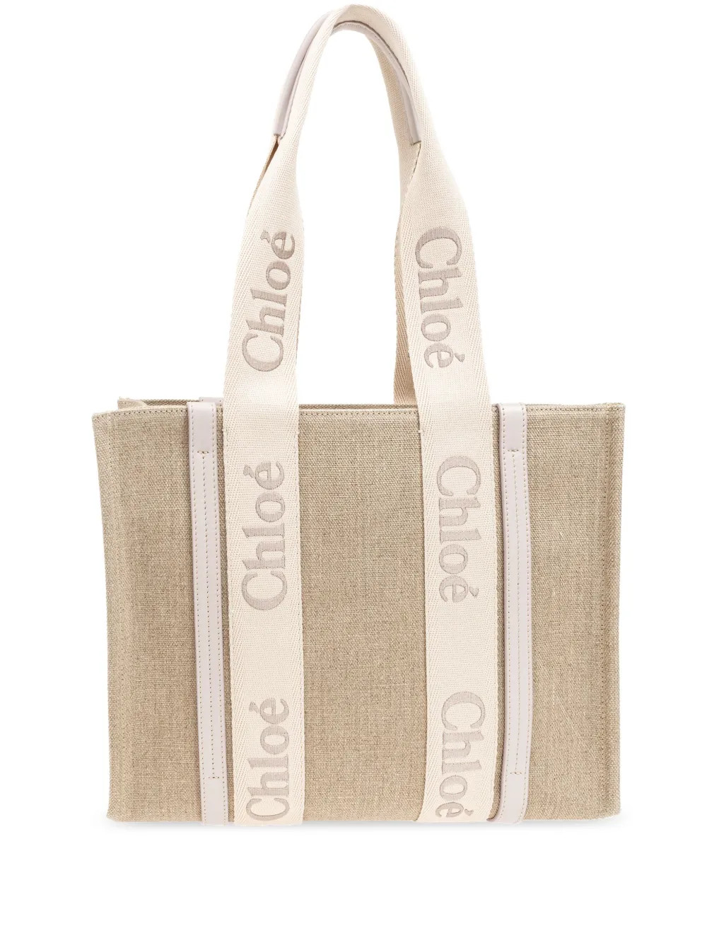 medium Woody logo-strap linen tote bag | Farfetch Global