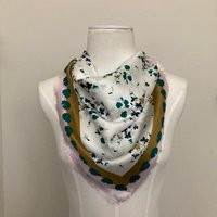 100% Silk Scarf Ann Taylor Green White Pink & Brown Floral 30 Inch Square Printed Florals | Etsy (US)