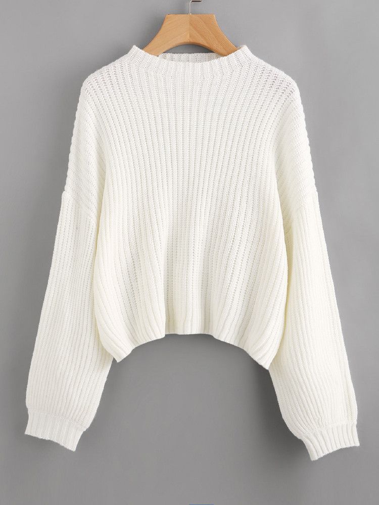 Drop Shoulder Balloon Sleeve Sweater | SHEIN