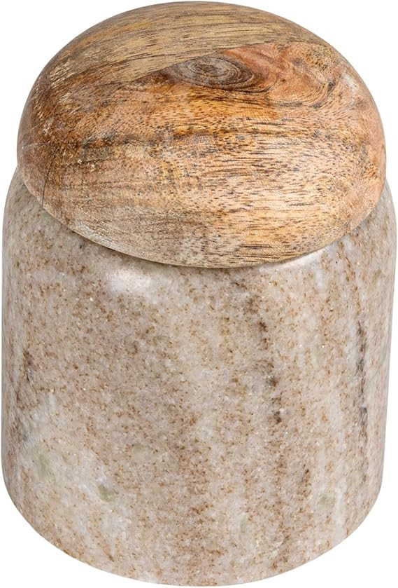 Creative Co-Op Modern Marble Canister with Wood Lid, Natural | Amazon (US)