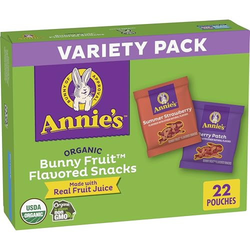Annie's Organic Bunny Fruit Snacks, Variety Pack, Gluten Free Snack, 22 ct, 15.4 oz | Amazon (US)
