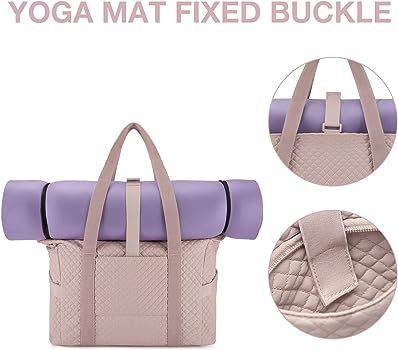 BAGSMART Large Tote Bag For Women, Shoulder Bag With Yoga Mat Buckle For Gym,Work,Travel | Amazon (US)