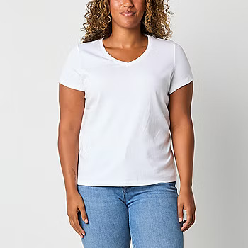 St. John's Bay Womens Tall V Neck Short Sleeve T-Shirt | JCPenney