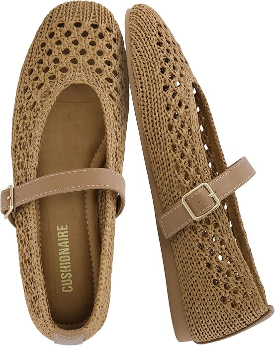 CUSHIONAIRE Graff Mary Jane Shoes for Women, Woven Ballet Flats with Adjustable Buckle Strap, Lig... | Amazon (US)