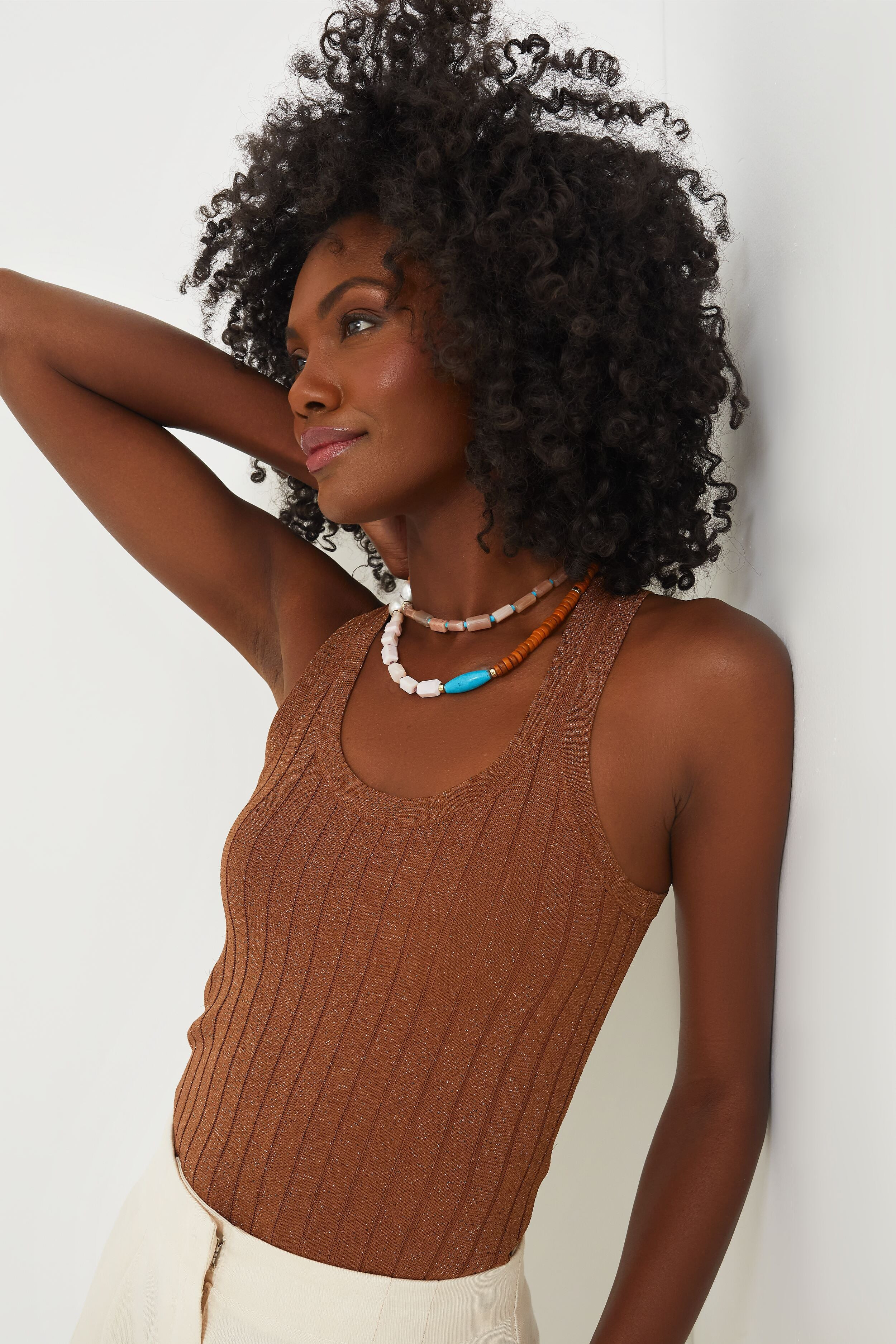 Bronze Metallic Knit Ari Tank | Tuckernuck (US)