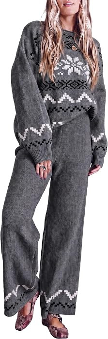 Tankaneo Womens Matching Set Knit Sweater Outfits 2 Piece Lounge Set | Amazon (US)