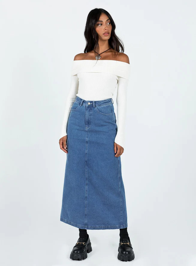 Harben Denim Maxi Skirt | Princess Polly US