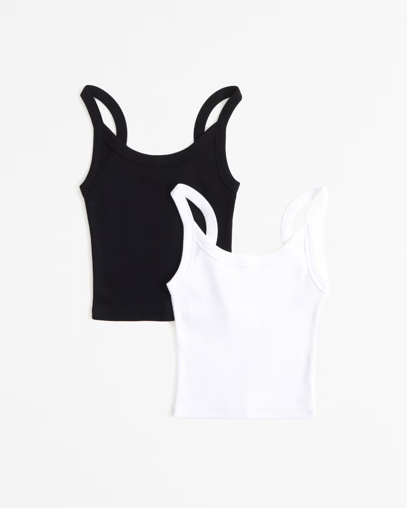 Women's 2-Pack Essential Rib 90s Scoopneck Tanks | Women's Tops | Abercrombie.com | Abercrombie & Fitch (US)