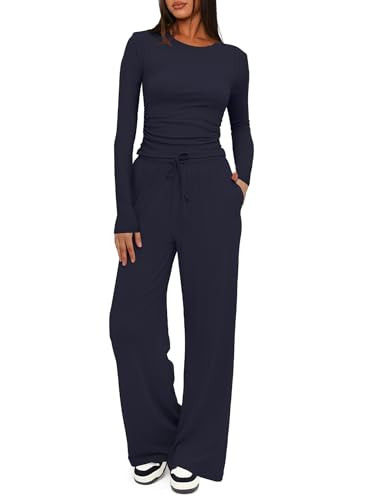 Darong Women Fall Outfits Vacation Travel Outfits Set 9065A Dark Blue L | Amazon (US)