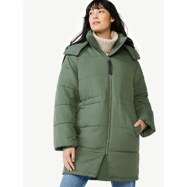 Free Assembly Women's Long Puffer Jacket, Midweight - Walmart.com | Walmart (US)