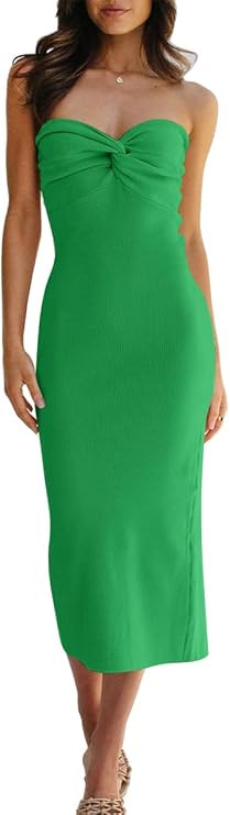 LILLUSORY Knitted Dresses Twisted Front Bodycon Dress with Back Slit | Amazon (US)