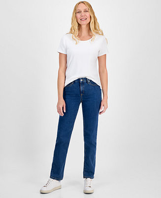 Women's Mid-Rise Straight-Leg Denim Jeans, Exclusively at Macy's | Macy's