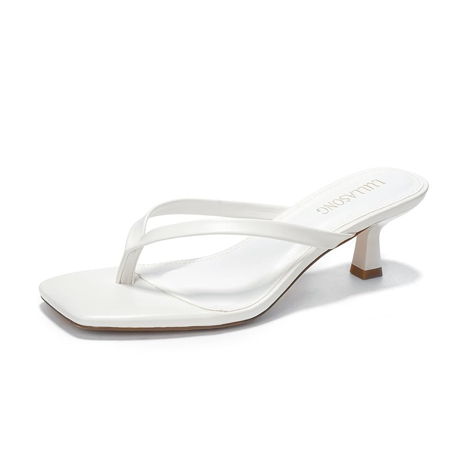 Women's Kitten Heels Sandals Square Open Toe Flip Flop Heels 1.8-2 Inch Heeled Sandals for Women | Amazon (US)