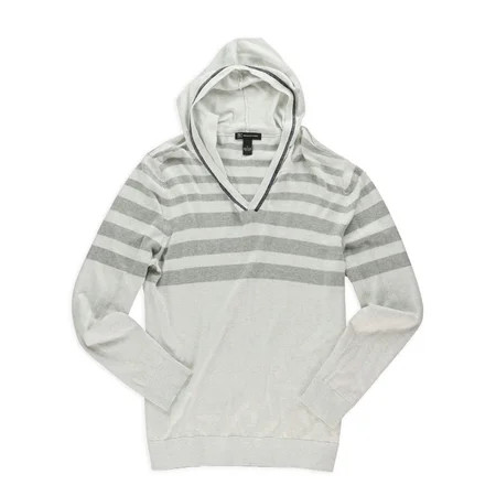 I-N-C Mens Striped Hooded Sweater, grey, Small | Walmart (US)