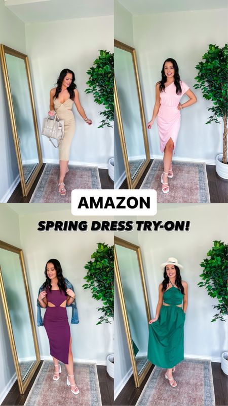 4 spring dresses from amazon that are perfect for any event! Wearing a small in every option! Target sandals! #founditonamazon 

#LTKSeasonal #LTKunder50 #LTKwedding