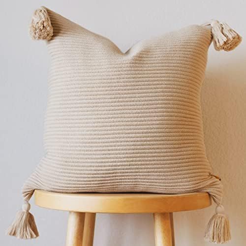 Amazon.com: Lumi Living 100% Soft Cotton Textured Raised Stripes Rib Knit Throw Pillow Cover with... | Amazon (US)