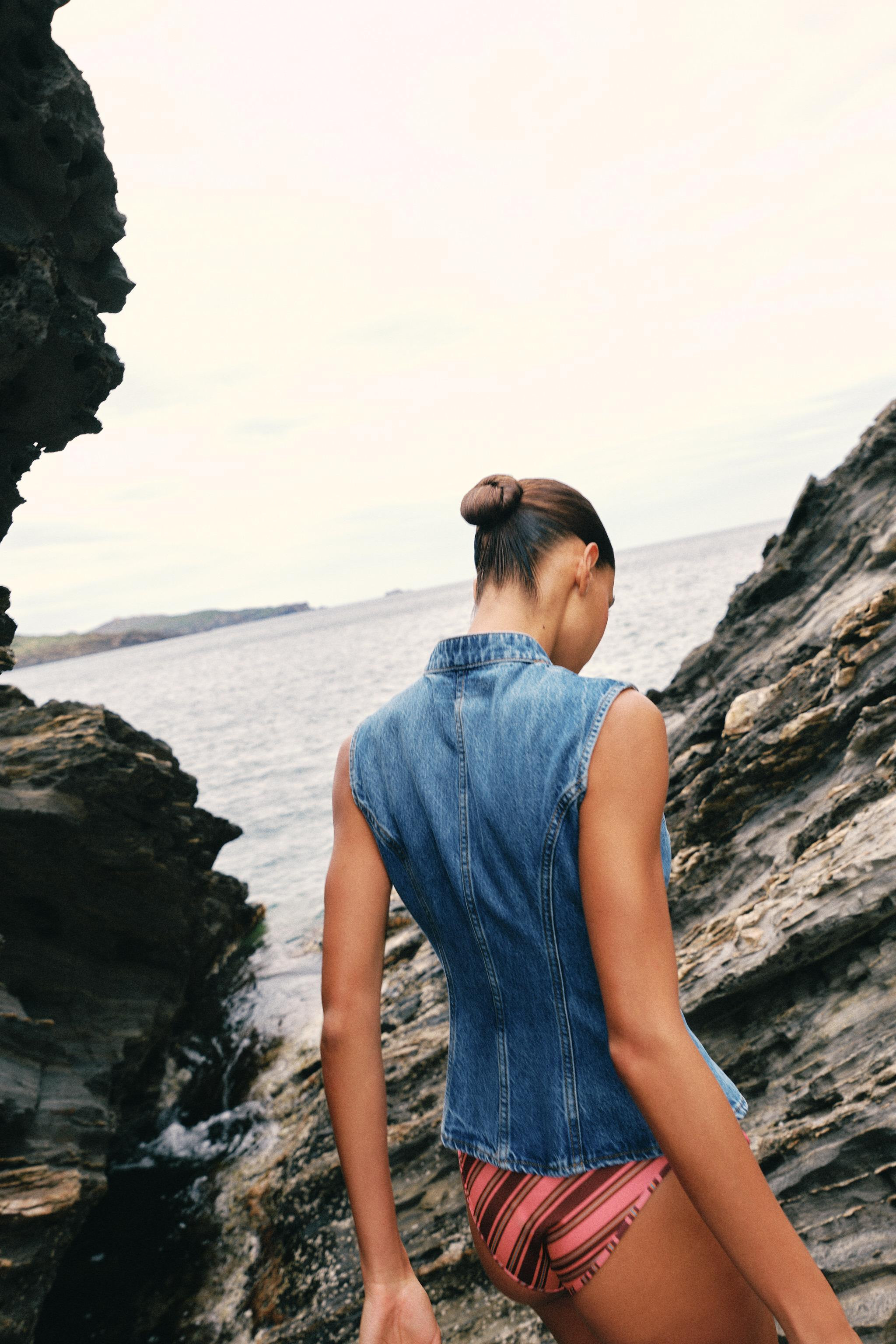 Z1975 FROG CLASP DENIM TOP | Zara US