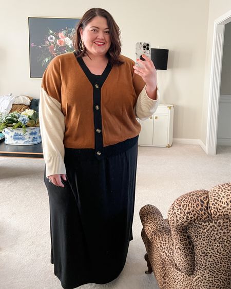 Easy throw-on-and-go outfit for summer into fall. The softest stretch knit dress with a comfy cardigan. Accessorize with boots, sneakers, or flats. Plus size 14-32 and on sale! 

#LTKplussize #LTKover40