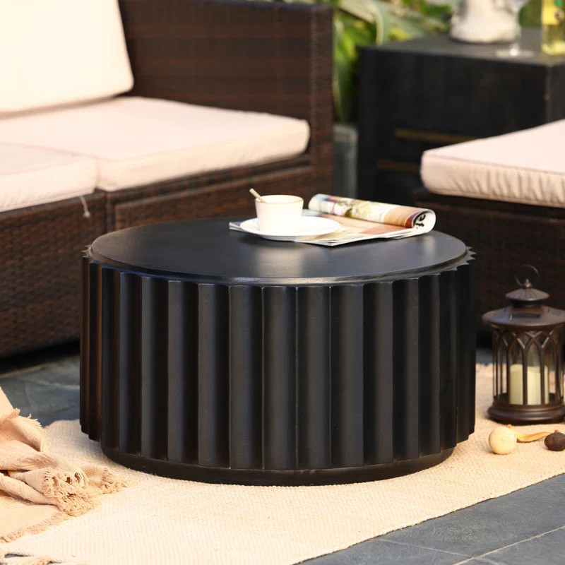 Black Cement Round Coffee Table for Outdoors and Indoors, Modern Accent, Housewarming Gifts | Wayfair North America