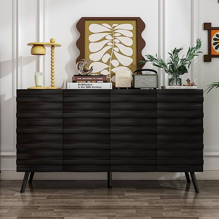 Hitow Buffet Cabinet Sideboard with Storage, 55.1" W Kitchen Accent Cabinet with 4 Doors, Modern ... | Amazon (US)