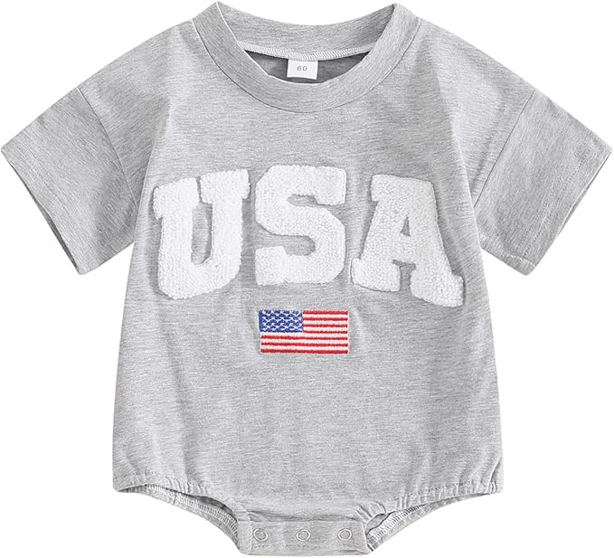 FYBITBO 4th of July Baby Boy Girl Outfit Newborn Bubble Romper American Flag Bodysuit Fourth of J... | Amazon (US)