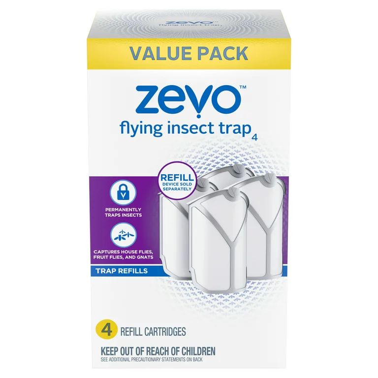 Zevo Flying Insect Trap, Fly Trap Refill Cartridges  (Twin Pack, 4 Cartridges) | Walmart (US)