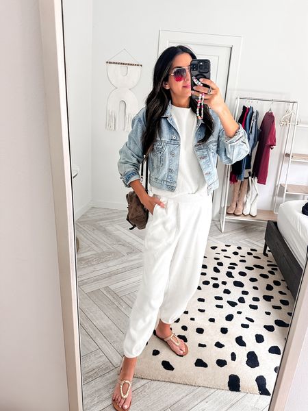 Summer outfit. One of my favorite sets looks so cute and chic with a jean jacket. Wore this to brunch but would also be cute to travel in! 

#LTKFindsUnder50 #LTKStyleTip #LTKTravel