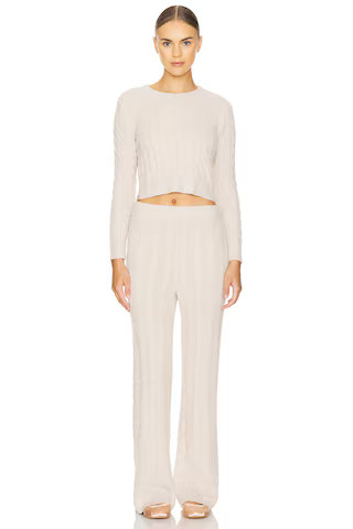 Barefoot Dreams x REVOLVE CozyChic Lite Cable Pullover & Pant Set in Stone from Revolve.com | Revolve Clothing (Global)