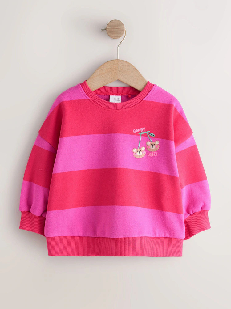 Red/Pink Stripe Crew Neck Sweatshirt (3mths-7yrs) | Next US