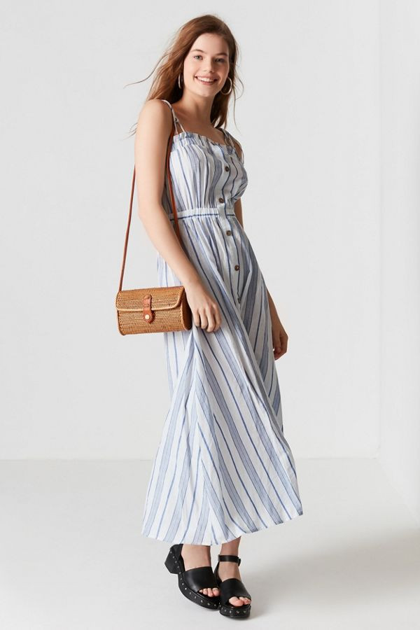 Moon River Tie-Shoulder Button-Down Midi Dress | Urban Outfitters (US and RoW)