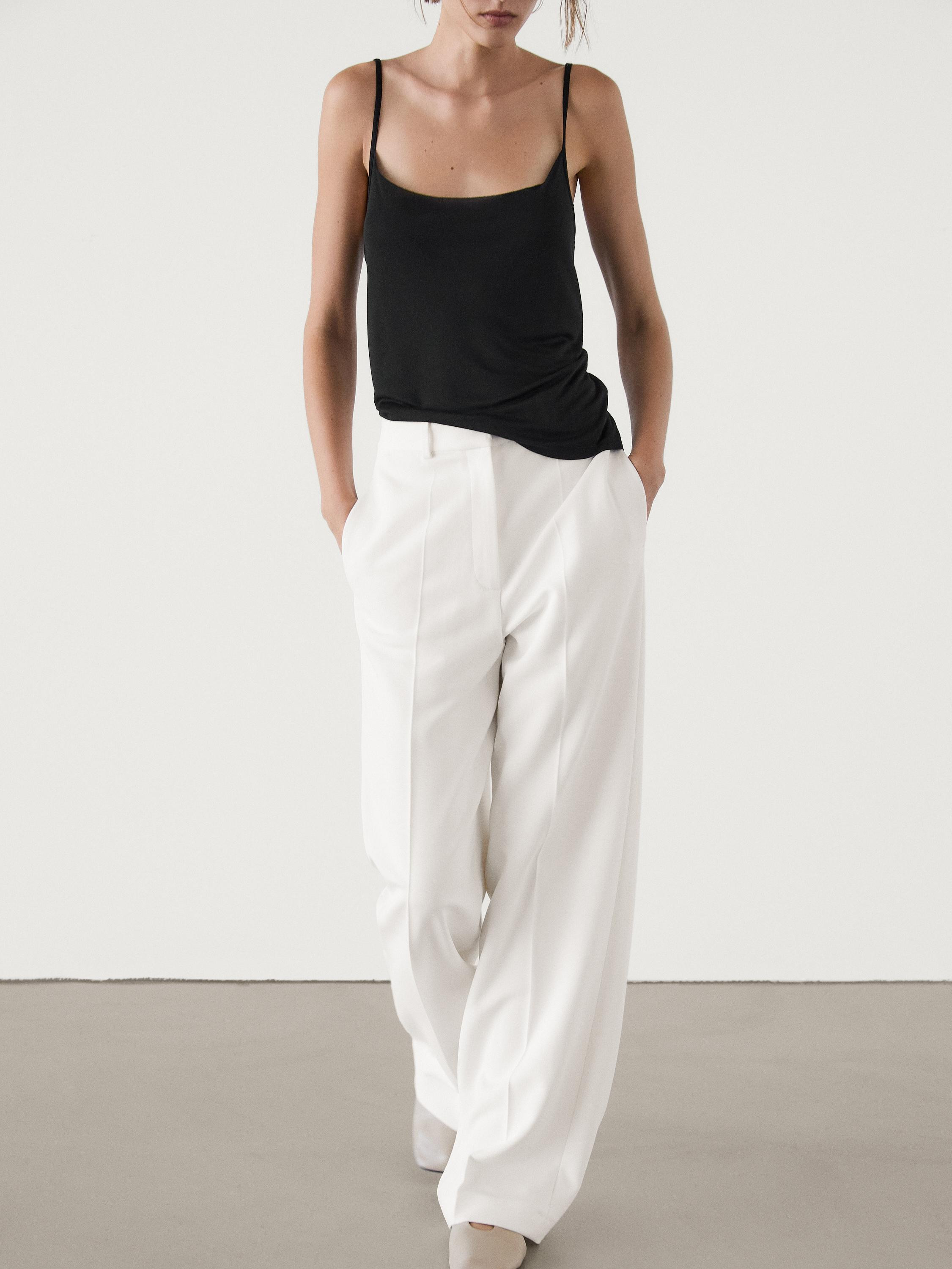 Straight-Fit-Hose aus Crêpe | Massimo Dutti DE