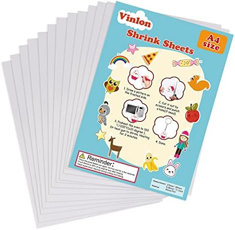 12 Shrink Dink Sheets, A4 Size, Creative Drawing Heat Shrinky Paper Dinks, Novelty DIY Crystal Cl... | Amazon (US)