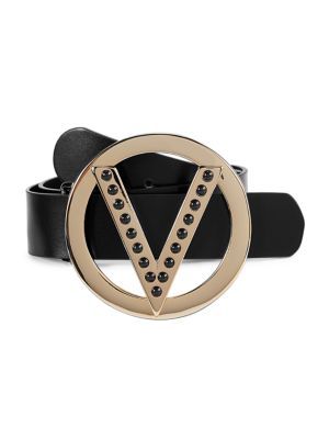 Valentino by Mario Valentino Giusy Embellished Logo Buckle Leather Belt on SALE | Saks OFF 5TH | Saks Fifth Avenue OFF 5TH