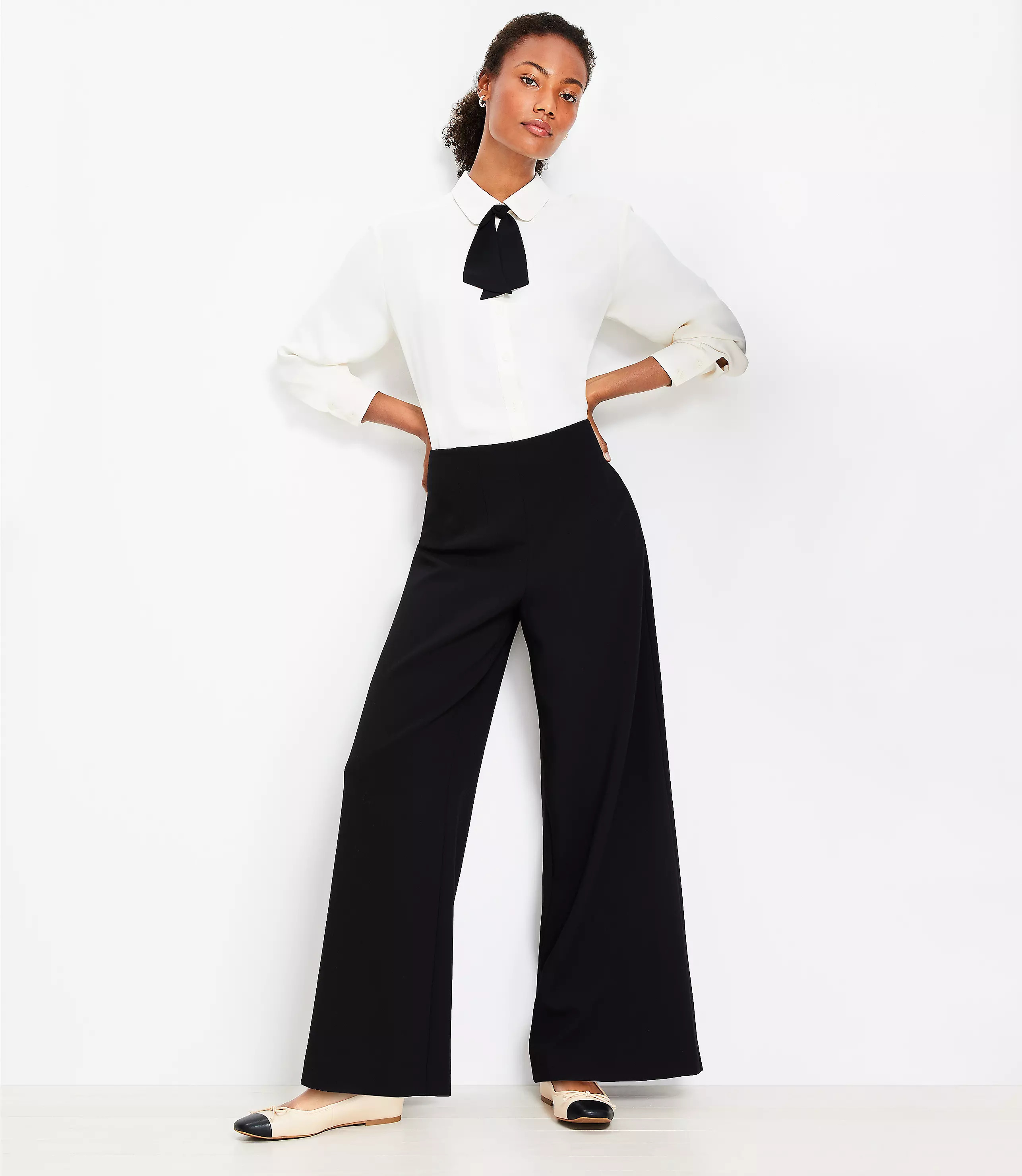 Petite Darted Palazzo Pants in Doubleface | LOFT