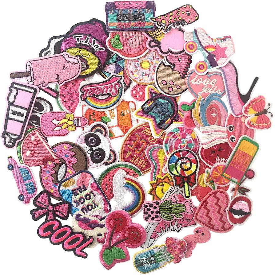 50Pcs Iron on Patches for Girls, Embroidered Sew On/Iron On Patches Applique for Hats, Clothes, J... | Amazon (US)