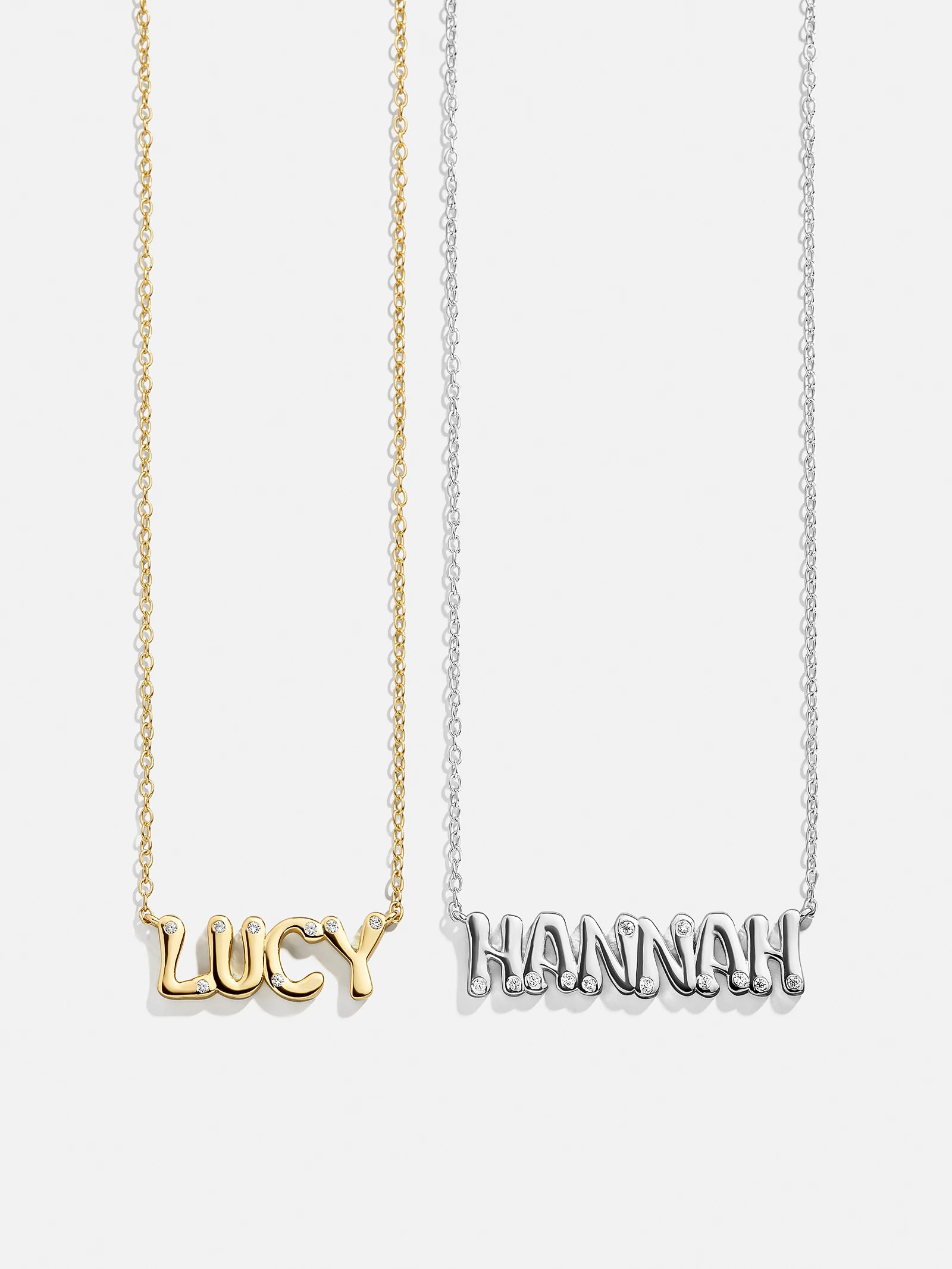 18K Gold Custom Nameplate Necklace - Bubble | BaubleBar